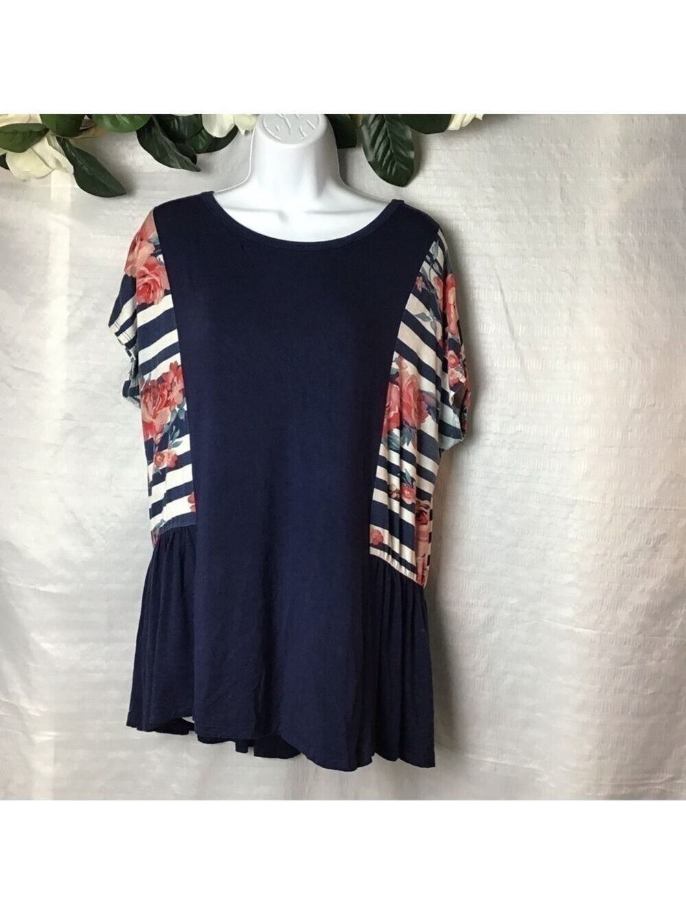 Oddy Floral Striped Top Size L